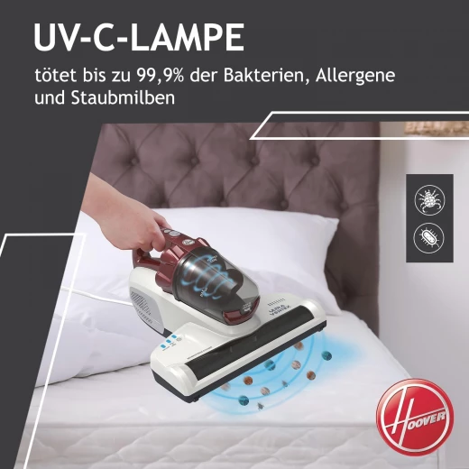 Hoover Ultra Vortex 500W Mattress Cleaner - Robin Red - Designed to eliminate dust and allergens, ideal for maintaining clean mattresses and a healthy home environment - HOOVER - Image 6