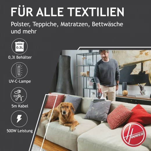 Hoover Ultra Vortex 500W Mattress Cleaner - Robin Red - Designed to eliminate dust and allergens, ideal for maintaining clean mattresses and a healthy home environment - HOOVER - Image 9