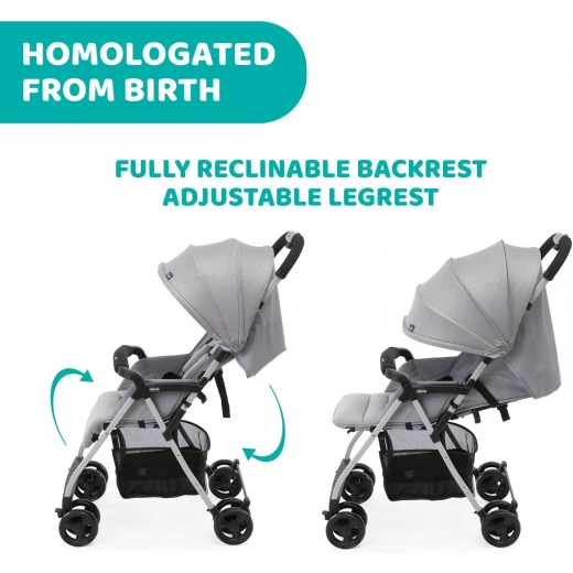Chicco Ohlala 3 Lightweight Baby Stroller Grey Mist, Compact Fold, 0M+ to 15kg - Chicco - Image 7