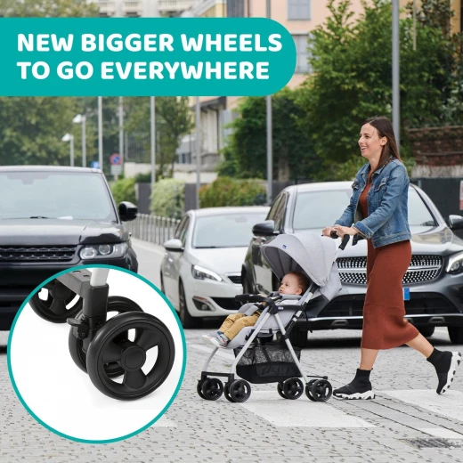 Chicco Ohlala 3 Lightweight Baby Stroller Grey Mist, Compact Fold, 0M+ to 15kg - Chicco - Image 8