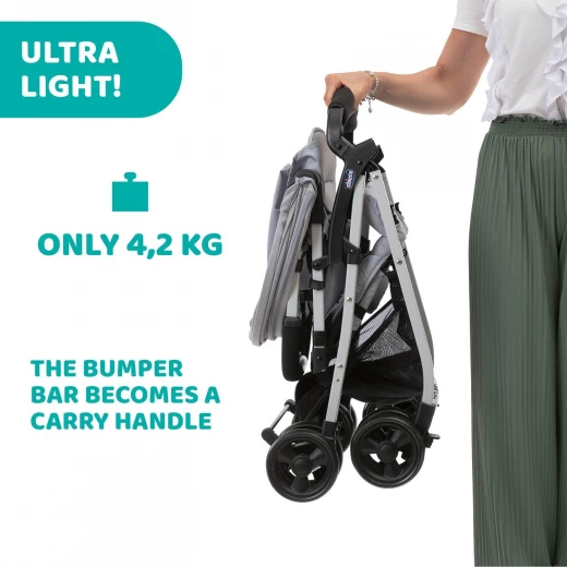 Chicco Ohlala 3 Lightweight Baby Stroller Grey Mist, Compact Fold, 0M+ to 15kg - Chicco - Image 9