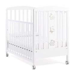Italbaby Sweet Star Baby Crib with Sliding Side, White, Solid Beechwood