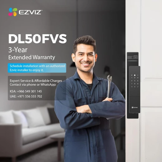 قفل الباب الذكي EZVIZ DL50FVS، قفل باب بدون مفتاح 7 في 1، قفل باب بتقنية التعرف على الوجه ثلاثي الأبعاد، ذاكرة تخزين مدمجة 8 جيجابايت، رؤية ليلية بمدى 2 متر، نظام اتصال داخلي نشط، تحكم عن طريق التطبيق (6068) - إزفيز - Image 8