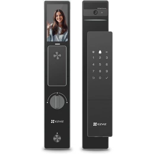 قفل الباب الذكي EZVIZ DL50FVS، قفل باب بدون مفتاح 7 في 1، قفل باب بتقنية التعرف على الوجه ثلاثي الأبعاد، ذاكرة تخزين مدمجة 8 جيجابايت، رؤية ليلية بمدى 2 متر، نظام اتصال داخلي نشط، تحكم عن طريق التطبيق (6068)