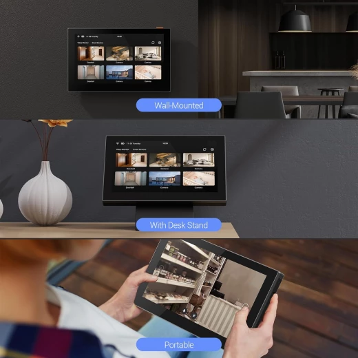 شاشة مراقبة لاسلكية من ايفزيز بشاشة لمسية ونغمة رنين، شاشة تحكم مركزية، تعمل مع ما يصل إلى 30 كاميرا/جرس باب، شاشة ملونة تعمل باللمس مقاس 7 بوصات بدون أسلاك، عرض مباشر وتشغيل التسجيلات، محادثة ثنائية الاتجاه (SD7) - إزفيز - Image 9