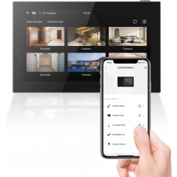 EZVIZ Wireless Monitor Touch Screen with Ringtone, Central Control Screen, Works with Up to 30 Cameras/Doorbells, Wire free 7-Inch Colour Touchable Display, Live View Playback, 2-Way Talk (SD7)