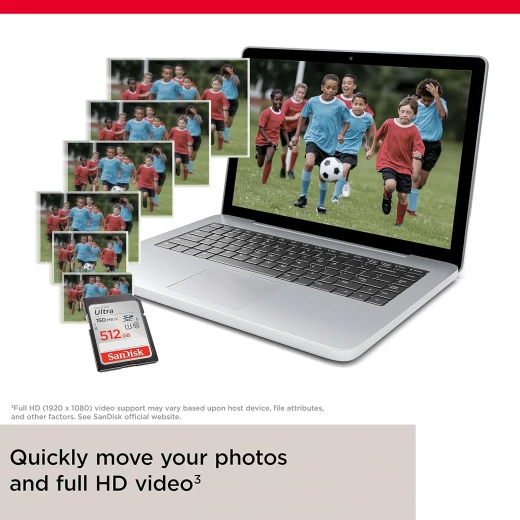 SanDisk 512GB Ultra SDXC UHS-I Memory Card - Up to 150MB/s, C10, U1, Full HD, SD Card - SDSDUNC-512G-GN6IN - SanDisk - Image 3