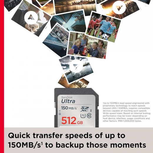SanDisk 512GB Ultra SDXC UHS-I Memory Card - Up to 150MB/s, C10, U1, Full HD, SD Card - SDSDUNC-512G-GN6IN - SanDisk - Image 6