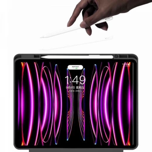 حافظة وايو ديفيندر لجهاز iPad 12.9 بوصة أسود، مقاوم للصدمات، فتحة قلم - وي وُو - Image 4