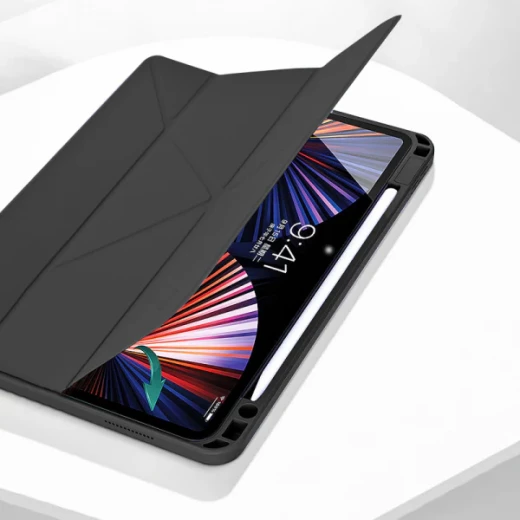 حافظة وايو ديفيندر لجهاز iPad 12.9 بوصة أسود، مقاوم للصدمات، فتحة قلم - وي وُو - Image 3
