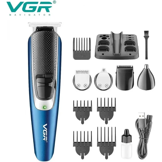 مجموعة العناية الشخصية الاحترافية للرجال VGR V-172، ماكينة حلاقة قابلة لإعادة الشحن، أزرق - في جي ار - Image 4