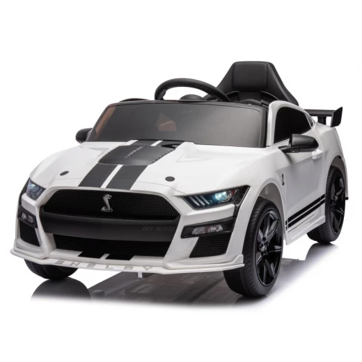 سيارة فورد موستانج شيلبي GT500 كهربائية للركوب، عجلات ناعمة، لون أبيض، 12 فولت سيارة فورد موستانج شيلبي GT500 كهربائية للركوب، عجلات ناعمة، لون أبيض، 12 فولت