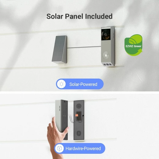 EZVIZ EP3x Pro is a dual-lens battery-powered video doorbell with 2K and 1080p cameras, 32GB storage, solar panel, night vision, and Alexa/Google support - Ezviz - Image 9