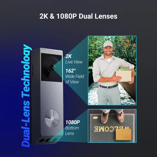 EZVIZ EP3x Pro is a dual-lens battery-powered video doorbell with 2K and 1080p cameras, 32GB storage, solar panel, night vision, and Alexa/Google support - Ezviz - Image 13
