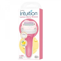 Schick Intuition Lemon Berry Breeze Razor Kit 4 Blade Moisturizing Razor for Women Includes Razor Handle & 2 Razor Blade Refills, Gentle & Smooth Shave for Legs & Body