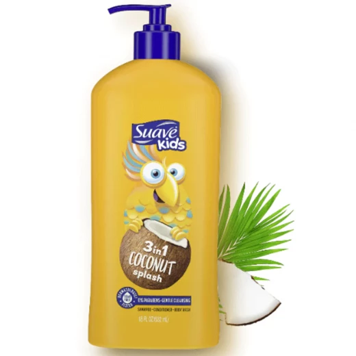 شامبو وسائل استحمام وسيروم للشعر للأطفال من Suave Kids بجوز الهند 350 مل شامبو وسائل استحمام وسيروم للشعر للأطفال من Suave Kids بجوز الهند 350 مل