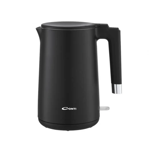 CONTI Electric Kettle 1.7L Black Plastic Body with Auto Shut Off and Boil Dry Protection, Featuring a 360 Degree Swivel Base and Cord Storage for Convenience, CK 6011 DB CONTI Electric Kettle 1.7L Black Plastic Body with Auto Shut Off and Boil Dry Protection, Featuring a 360 Degree Swivel Base and Cord Storage for Convenience, CK 6011 DB