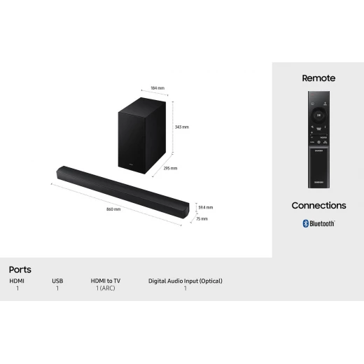 Samsung B-Series Soundbar 370W 3.1 Channel with Q-Symphony Black - Samsung - Image 6