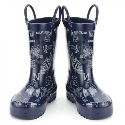 Stephen Joseph Robot Print Rain Boots for Kids, Waterproof Rubber, Size 13