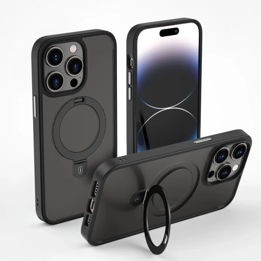 جراب ZMM-010 المغناطيسي لهاتف iPhone 14 Pro Max مع حامل مدمج باللون الأسود، حماية فائقة ضد الخدش وبصمات الأصابع، ملاءمة دقيقة، شاشة 6.7 بوصة من وي وو - وي وُو - Image 5