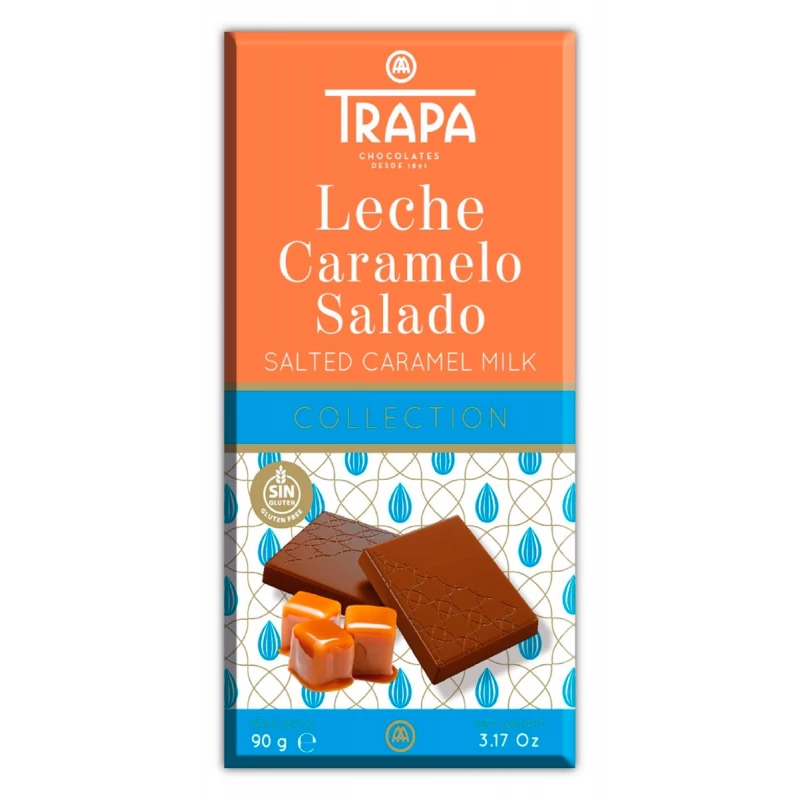 Trapa Caramel Milk Chocolate Bar 90g - Spanish Milk Chocolate Treat - Trapa