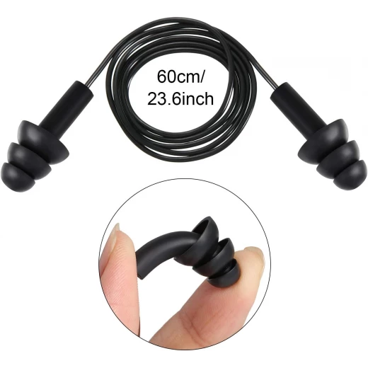 Seal & Calm Reusable Silicone Ear plugs Waterproof Noise Reduction Earplugs for Swimming, Study, Work, Travel, 6 pairs corded and uncorded, Orange Blue Black - Seal &amp; Calm - Image 6