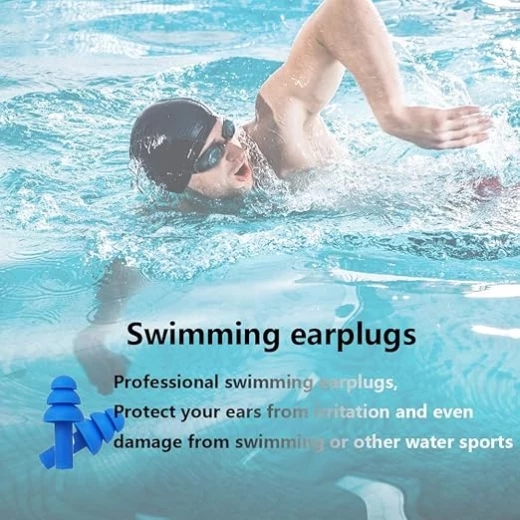 Seal & Calm Reusable Silicone Ear plugs Waterproof Noise Reduction Earplugs for Swimming, Study, Work, Travel, 6 pairs corded and uncorded, Orange Blue Black - Seal &amp; Calm - Image 3