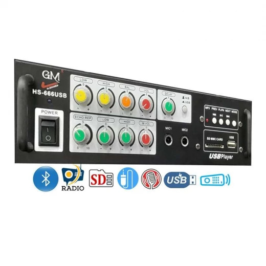 Amplifier Audio System, USB Input, Black Finish, 42 Watts GM HS-666USB Amplifier Audio System, USB Input, Black Finish, 42 Watts GM HS-666USB