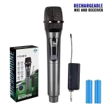 نظام ميكروفون هاي تك TTD-M10 اللاسلكي القابل لإعادة الشحن، تردد UHF، لون أسود، يشمل ميكروفون، مستقبل، اتصال 2.4 جيجاهرتز، مثالي للكاريوكي والعروض التقديمية