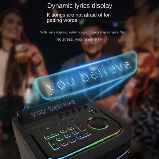 مكبر صوت حفلات بلوتوث BTS-2270 - مكبر صوت خارجي محمول عالي الطاقة مزود بإضاءة RGB وميكروفونين لاسلكيين مزدوجين - Image 5