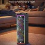 مكبر صوت حفلات بلوتوث BTS-2270 - مكبر صوت خارجي محمول عالي الطاقة مزود بإضاءة RGB وميكروفونين لاسلكيين مزدوجين