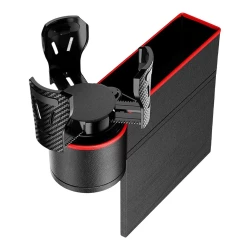 صندوق تخزين للفجوة بين مقاعد السيارة من كار ستارز مع حامل أكواب وشاحن USB أسود