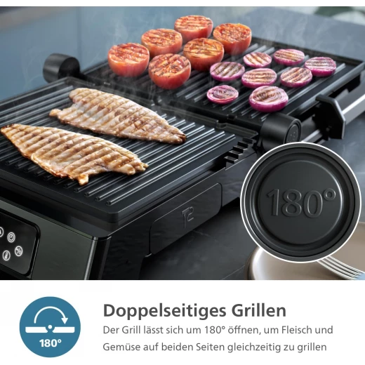 Philips HD6307/70 Contact Grill Temperature Sensor and 8 Preset Functions Grill with Large Grill Surface Digital Temperature Control 60°C - 220°C Easy to Clean - Philips - Image 3
