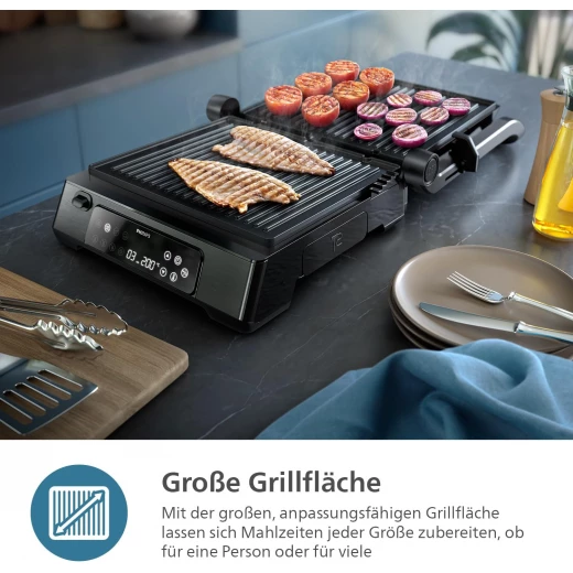 Philips HD6307/70 Contact Grill Temperature Sensor and 8 Preset Functions Grill with Large Grill Surface Digital Temperature Control 60°C - 220°C Easy to Clean - Philips - Image 6