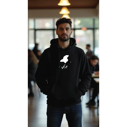 هودي أسود، متوسط، تصميم جرشي، إلهام ثقافي وفني، مريح، أنيق، مناسب للارتداء اليومي للجنسين من ديزاينلس هودي أسود، متوسط، تصميم جرشي، إلهام ثقافي وفني، مريح، أنيق، مناسب للارتداء اليومي للجنسين من ديزاينلس