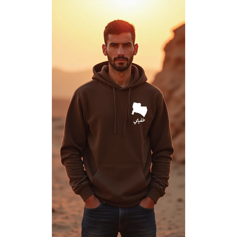 هودي بني، متوسط، تصميم طفيلي، إلهام ثقافي وفني، مريح، أنيق، مناسب للارتداء اليومي للجنسين من ديزاينلس - ديزاينليسس