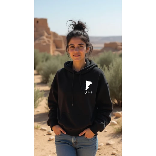هودي أسود ،متوسط، تصميم بلقاوي، إلهام ثقافي وفني، مريح، أنيق، مناسب للارتداء اليومي للجنسين من ديزاينلس هودي أسود ،متوسط، تصميم بلقاوي، إلهام ثقافي وفني، مريح، أنيق، مناسب للارتداء اليومي للجنسين من ديزاينلس