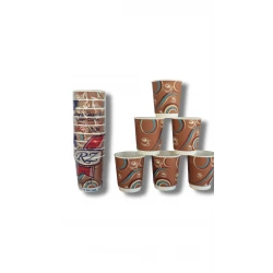 RZ Double Wall Paper Cups 8 oz, Generic Print (15 Cups)