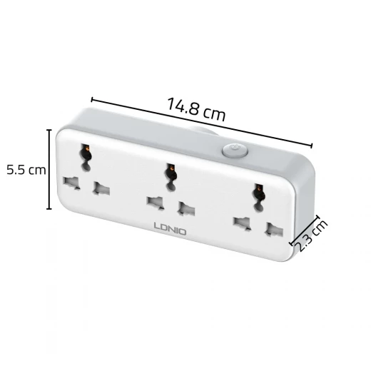 شريط طاقة LDNIO SC3317 محمول 3 منافذ تيار متردد 2 منفذ USB شحن سريع 30 واط - إل دي إن آي أو - Image 2