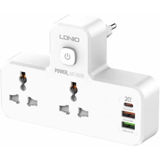 شريط طاقة LDNIO SC2311 بقوة 2500 واط مع منفذي تيار متردد، 2 يو اس بي، يو اس بي سي، وضوء ليلي أبيض - إل دي إن آي أو - Image 8