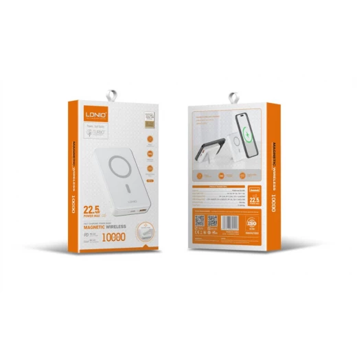 Ldnio PQ16 10000mAh Magnetic Wireless Power Bank with Invisible Stand, 22.5W Fast Charging, White - LDNIO - Image 11