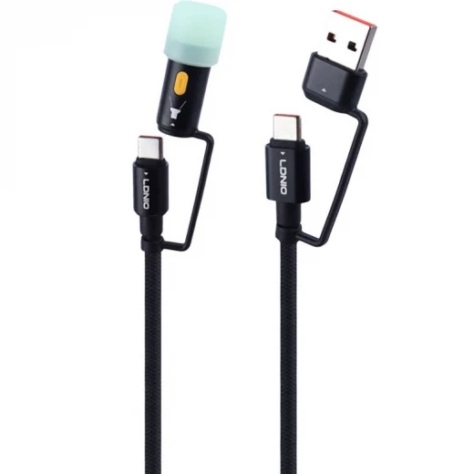 كابل شحن LDNIO LC17 عالمي 4 في 1 من النوع C 65 واط USB-A 50 واط أسود - إل دي إن آي أو - Image 3