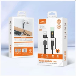 كابل شحن LDNIO LC17 عالمي 4 في 1 من النوع C 65 واط USB-A 50 واط أسود