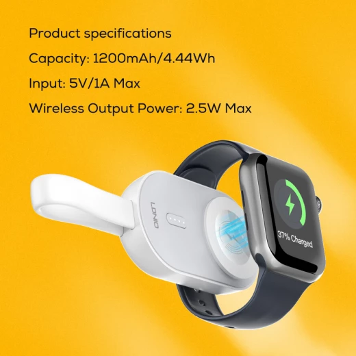 شاحن لاسلكي محمول LDNIO AW005 صغير 1200mAh للساعات الذكية أبيض - إل دي إن آي أو - Image 4