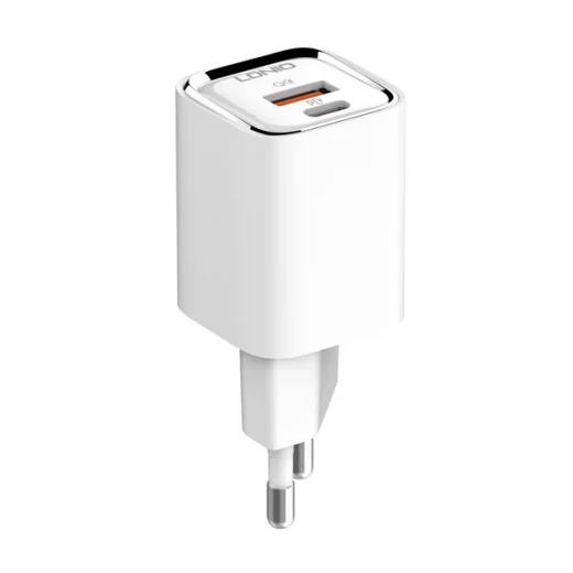 شاحن لدينيو A2317C بقوة 30 واط بمنفذي USB-A و USB-C مع كابل لايتنينج بطول 1 متر أبيض - إل دي إن آي أو - Image 3