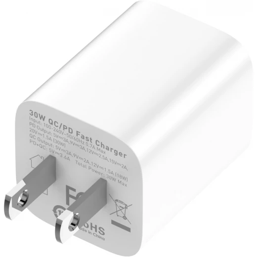 شاحن لدينيو A2317C بقوة 30 واط بمنفذي USB-A و USB-C مع كابل لايتنينج بطول 1 متر أبيض - إل دي إن آي أو - Image 4