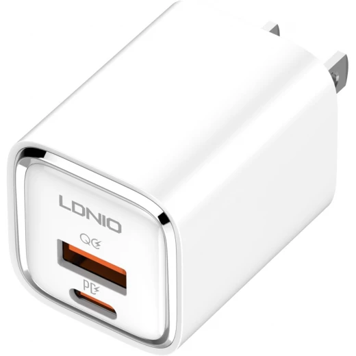 شاحن لدينيو A2317C بقوة 30 واط بمنفذي USB-A و USB-C مع كابل لايتنينج بطول 1 متر أبيض - إل دي إن آي أو - Image 5