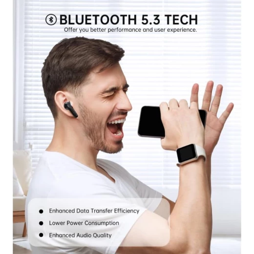 Choetech BH T60 Wireless Earbuds, ENC+ANC, Bluetooth 5.3, Black, Up to 40 Hours Playtime, Fast Charging, IPX4 Water Resistant - Choetech - Image 6
