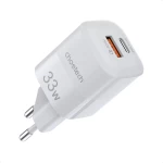 شاحن جداري تشويتك 33 واط بمنفذ USB-C، محول شحن سريع مزدوج، أبيض PD5006 - تشويتك