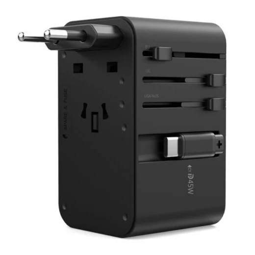 Choetech GaN 45W PD Universal Travel Adapter with Retractable USB-C Black PD5021 - Choetech - Image 2